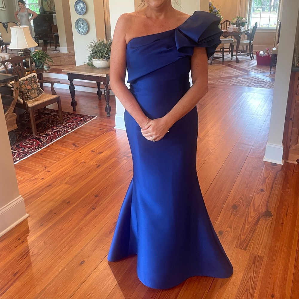 Frascara Elegant Blue One-Shoulder Dress Altered 14